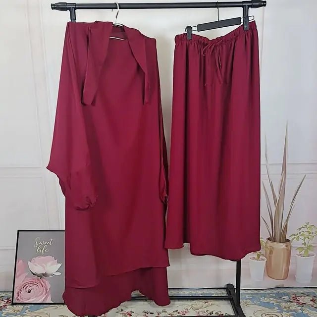 2-Piece Jilbab Set: Long Khimar and Niqab - Abaya Dress