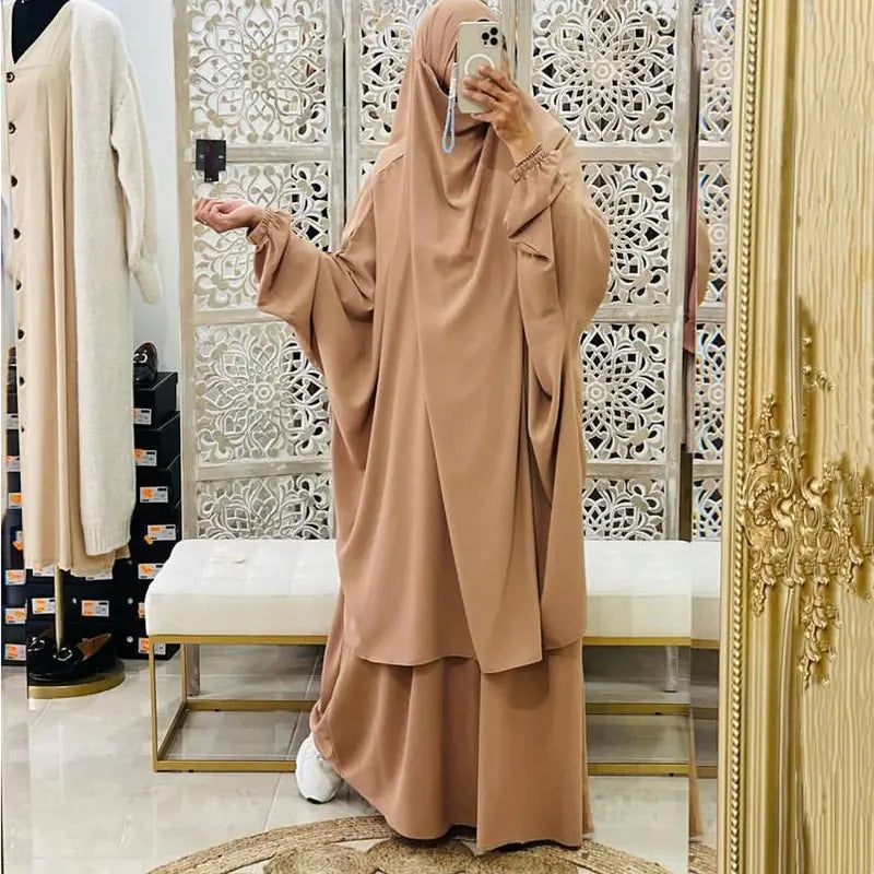 2-Piece Jilbab Set: Long Khimar and Niqab - Abaya Dress