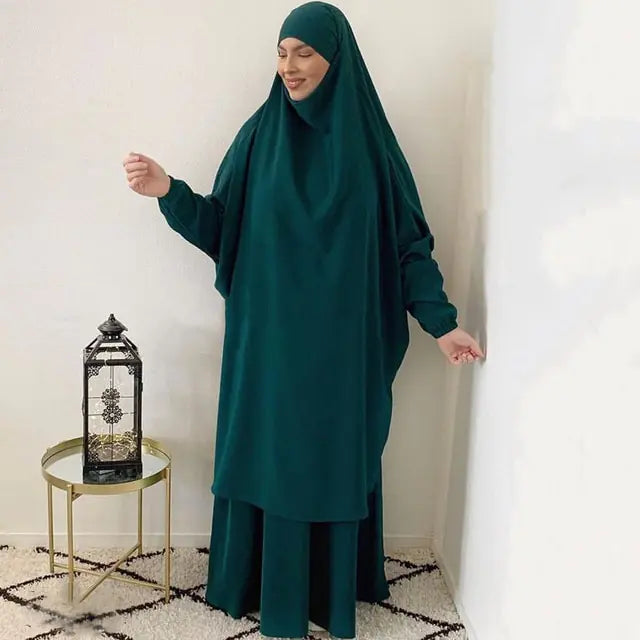 2-Piece Jilbab Set: Long Khimar and Niqab - Abaya Dress