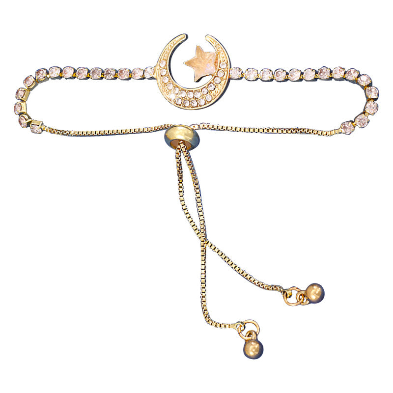 Lady Diamond-embedded Star Moon Pull Bracelet