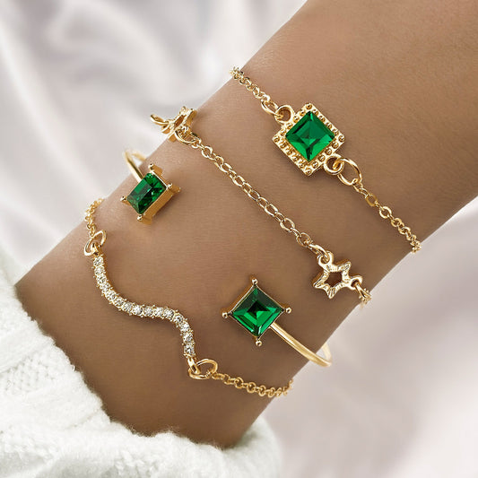 Emerald Square Diamond  Bracelet