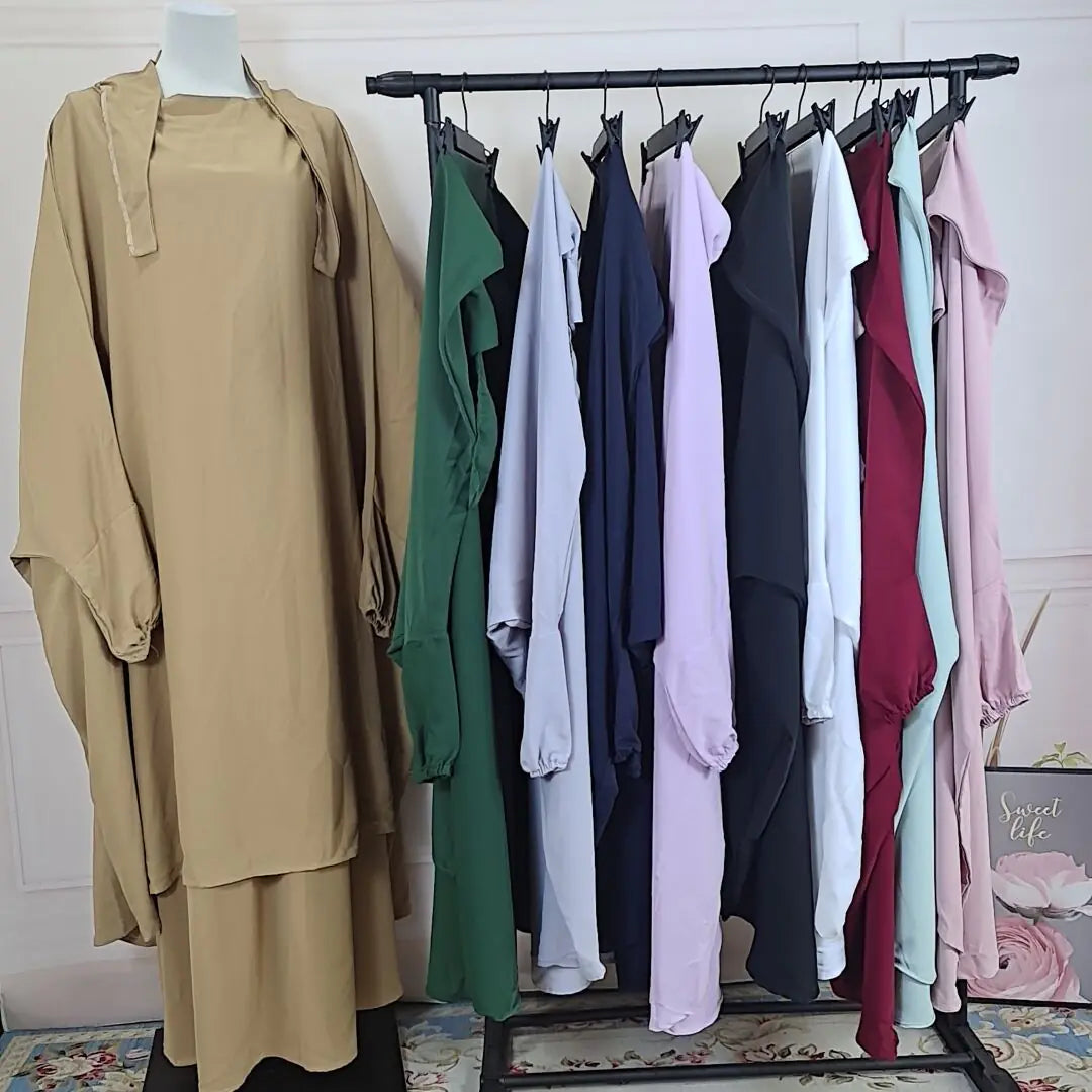 2-Piece Jilbab Set: Long Khimar and Niqab - Abaya Dress